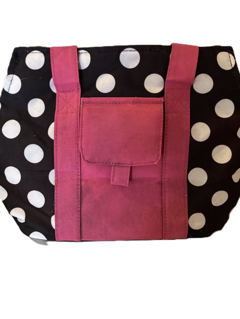 Polka Dot Dog Carrier Black and White with Pink, Pre-Owned
